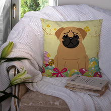 Load image into Gallery viewer, Easter Eggs Pug Brown Throw Pillow - 14x14 Decorative Pillow – Art for Your Home &amp; Patio BB6007PW1414