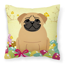 Load image into Gallery viewer, Easter Eggs Pug Brown Fabric Decorative Pillow BB6007PW1818