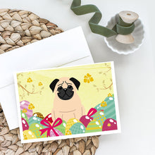 Load image into Gallery viewer, Easter Eggs Pug Fawn Greeting Cards -  Blank Note Cards – 8-Pack of Artist-Designed Cards with Envelopes