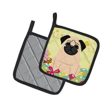 Load image into Gallery viewer, Easter Eggs Pug Fawn Pot Holders - Set of 2 - Heat-Resistant Kitchen Essentials BB6008PTHD