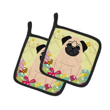 Load image into Gallery viewer, Easter Eggs Pug Fawn Pot Holders - Set of 2 - Heat-Resistant Kitchen Essentials BB6008PTHD