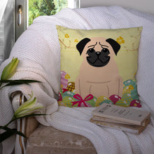 Load image into Gallery viewer, Easter Eggs Pug Fawn Throw Pillow - 14x14 Decorative Pillow – Art for Your Home &amp; Patio BB6008PW1414
