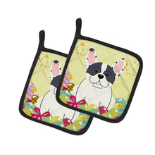 Load image into Gallery viewer, Easter Eggs French Bulldog Piebald Pot Holders - Set of 2 - Heat-Resistant Kitchen Essentials BB6011PTHD