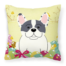 Load image into Gallery viewer, Easter Eggs French Bulldog Piebald Fabric Decorative Pillow BB6011PW1818