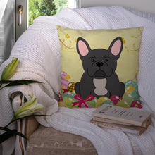 Load image into Gallery viewer, Easter Eggs French Bulldog Black Throw Pillow - 14x14 Decorative Pillow – Art for Your Home &amp; Patio BB6014PW1414