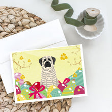Load image into Gallery viewer, Easter Eggs Mastiff Brindle White Greeting Cards -  Blank Note Cards – 8-Pack of Artist-Designed Cards with Envelopes