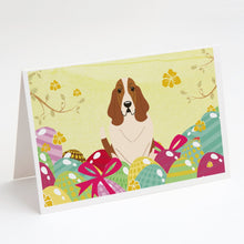 Load image into Gallery viewer, Easter Eggs Basset Hound Greeting Cards -  Blank Note Cards – 8-Pack of Artist-Designed Cards with Envelopes