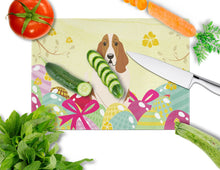 Load image into Gallery viewer, Easter Eggs Basset Hound Glass Cutting Boards – Durable, Decorative Kitchen Art Large BB6021LCB