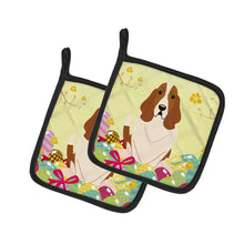 Load image into Gallery viewer, Easter Eggs Basset Hound Pot Holders - Set of 2 - Heat-Resistant Kitchen Essentials BB6021PTHD