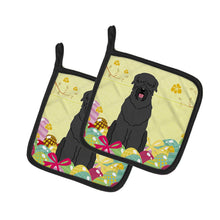Load image into Gallery viewer, Easter Eggs Black Russian Terrier Pot Holders - Set of 2 - Heat-Resistant Kitchen Essentials BB6026PTHD