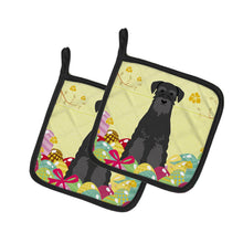 Load image into Gallery viewer, Easter Eggs Standard Schnauzer Black Pot Holders - Set of 2 - Heat-Resistant Kitchen Essentials BB6032PTHD