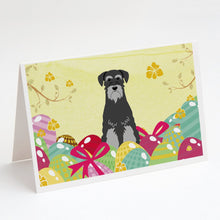 Load image into Gallery viewer, Easter Eggs Standard Schnauzer Black Grey Greeting Cards -  Blank Note Cards – 8-Pack of Artist-Designed Cards with Envelopes
