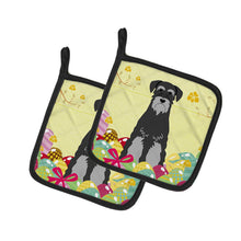 Load image into Gallery viewer, Easter Eggs Standard Schnauzer Black Grey Pot Holders - Set of 2 - Heat-Resistant Kitchen Essentials BB6034PTHD