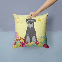 Load image into Gallery viewer, Easter Eggs Standard Schnauzer Black Grey Throw Pillow - 14x14 Decorative Pillow – Art for Your Home &amp; Patio BB6034PW1414