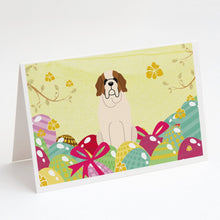 Load image into Gallery viewer, Easter Eggs Saint Bernard Greeting Cards -  Blank Note Cards – 8-Pack of Artist-Designed Cards with Envelopes