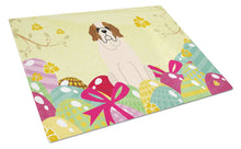 Load image into Gallery viewer, Easter Eggs Saint Bernard Glass Cutting Boards – Durable, Decorative Kitchen Art Large BB6035LCB