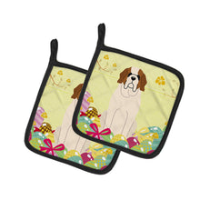 Load image into Gallery viewer, Easter Eggs Saint Bernard Pot Holders - Set of 2 - Heat-Resistant Kitchen Essentials BB6035PTHD