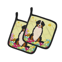 Load image into Gallery viewer, Easter Eggs Bernese Mountain Dog Pot Holders - Set of 2 - Heat-Resistant Kitchen Essentials BB6036PTHD