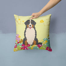 Load image into Gallery viewer, Easter Eggs Bernese Mountain Dog Throw Pillow - 14x14 Decorative Pillow – Art for Your Home &amp; Patio BB6036PW1414