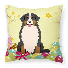 Load image into Gallery viewer, Easter Eggs Bernese Mountain Dog Fabric Decorative Pillow BB6036PW1818