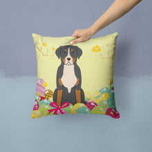 Load image into Gallery viewer, Easter Eggs Greater Swiss Mountain Dog Throw Pillow - 14x14 Decorative Pillow – Art for Your Home &amp; Patio BB6037PW1414