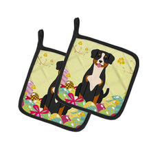 Load image into Gallery viewer, Easter Eggs Entlebucher Pot Holders - Set of 2 - Heat-Resistant Kitchen Essentials BB6038PTHD