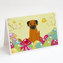 Load image into Gallery viewer, Easter Eggs Border Terrier Greeting Cards -  Blank Note Cards – 8-Pack of Artist-Designed Cards with Envelopes