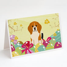 Load image into Gallery viewer, Easter Eggs Beagle Tricolor Greeting Cards -  Blank Note Cards – 8-Pack of Artist-Designed Cards with Envelopes