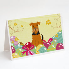 Load image into Gallery viewer, Easter Eggs Airedale Greeting Cards -  Blank Note Cards – 8-Pack of Artist-Designed Cards with Envelopes