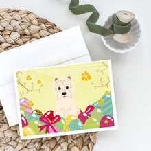 Load image into Gallery viewer, Easter Eggs Westie Greeting Cards -  Blank Note Cards – 8-Pack of Artist-Designed Cards with Envelopes