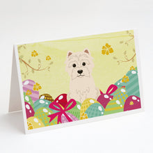 Load image into Gallery viewer, Easter Eggs Westie Greeting Cards -  Blank Note Cards – 8-Pack of Artist-Designed Cards with Envelopes