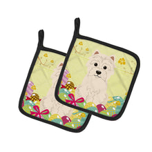 Load image into Gallery viewer, Easter Eggs Westie Pot Holders - Set of 2 - Heat-Resistant Kitchen Essentials BB6042PTHD
