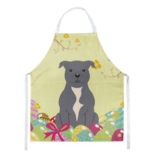 Load image into Gallery viewer, Easter Eggs Staffordshire Bull Terrier Blue Apron – Artist-Designed Kitchen, BBQ &amp; Craft Apron BB6046APRON