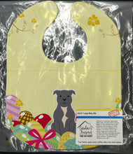 Load image into Gallery viewer, Easter Eggs Staffordshire Bull Terrier Blue Baby Bib BB6046BIB