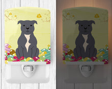 Load image into Gallery viewer, Easter Eggs Staffordshire Bull Terrier Blue Ceramic Night Light BB6046CNL