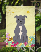Load image into Gallery viewer, Easter Eggs Staffordshire Bull Terrier Blue Garden Flag - Outdoor Decorative Yard Flag BB6046GF