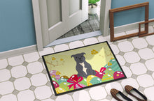 Load image into Gallery viewer, Easter Eggs Staffordshire Bull Terrier Blue Doormat - 24x36 Decorative Floor Mat – Indoor/Outdoor Rug with Artistic Flair BB6046JMAT