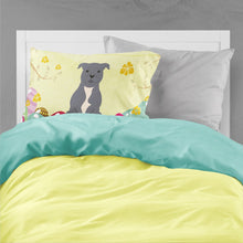Load image into Gallery viewer, Easter Eggs Staffordshire Bull Terrier Blue Fabric Standard Pillowcase – Artistic Decorative Front, White Back BB6046PILLOWCASE