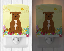 Load image into Gallery viewer, Easter Eggs Staffordshire Bull Terrier Brown Ceramic Night Light BB6047CNL