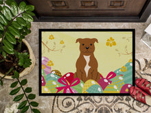 Load image into Gallery viewer, Easter Eggs Staffordshire Bull Terrier Brown Doormat - 18x27 Decorative Floor Mat – Indoor/Outdoor Rug with Artistic Flair BB6047MAT