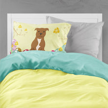Load image into Gallery viewer, Easter Eggs Staffordshire Bull Terrier Brown Fabric Standard Pillowcase – Artistic Decorative Front, White Back BB6047PILLOWCASE