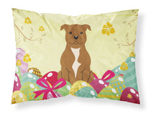 Load image into Gallery viewer, Easter Eggs Staffordshire Bull Terrier Brown Fabric Standard Pillowcase – Artistic Decorative Front, White Back BB6047PILLOWCASE
