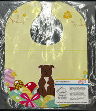 Load image into Gallery viewer, Easter Eggs Staffordshire Bull Terrier Chocolate Baby Bib BB6048BIB