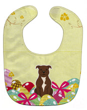 Load image into Gallery viewer, Easter Eggs Staffordshire Bull Terrier Chocolate Baby Bib BB6048BIB