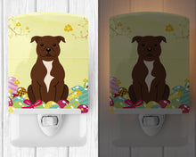 Load image into Gallery viewer, Easter Eggs Staffordshire Bull Terrier Chocolate Ceramic Night Light BB6048CNL