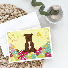 Load image into Gallery viewer, Easter Eggs Staffordshire Bull Terrier Chocolate Greeting Cards -  Blank Note Cards – 8-Pack of Artist-Designed Cards with Envelopes