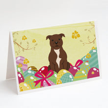 Load image into Gallery viewer, Easter Eggs Staffordshire Bull Terrier Chocolate Greeting Cards -  Blank Note Cards – 8-Pack of Artist-Designed Cards with Envelopes