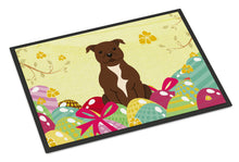 Load image into Gallery viewer, Easter Eggs Staffordshire Bull Terrier Chocolate Doormat - 24x36 Decorative Floor Mat – Indoor/Outdoor Rug with Artistic Flair BB6048JMAT