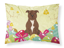 Load image into Gallery viewer, Easter Eggs Staffordshire Bull Terrier Chocolate Fabric Standard Pillowcase – Artistic Decorative Front, White Back BB6048PILLOWCASE