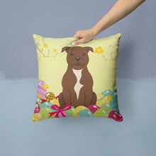 Load image into Gallery viewer, Easter Eggs Staffordshire Bull Terrier Chocolate Throw Pillow - 14x14 Decorative Pillow – Art for Your Home &amp; Patio BB6048PW1414